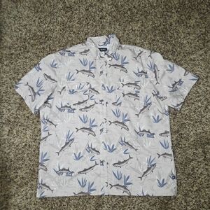 Chaps Shirt All Over Trout Fish Print Vented Outdoor Hiking SPF 50 Mens Size XXL